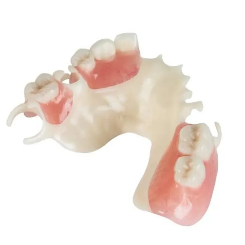Acetal resin partial framework, tooth-colored clasp